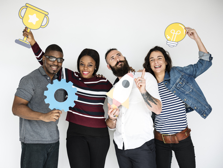Group of People Holding Icon Paper Symbol