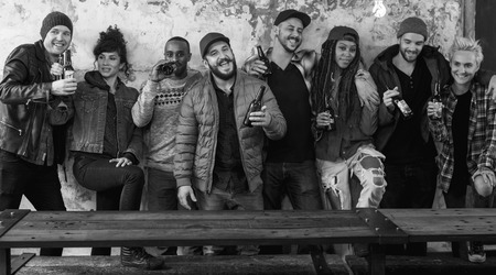 Diverse People Enjoy Beer Alcohol Drinks Pub