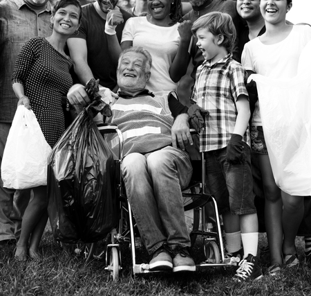Group of diversity people volunteen charity project