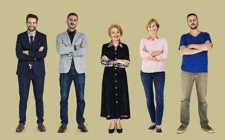 Set of Diversity Adult People Gesture Lifestyle Studio Portrait