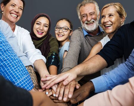 Group of Diverse People Hands Together Teamwork Cooperation