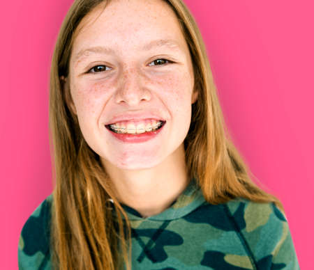Young caucasian girl is smiling