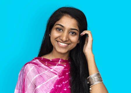 Indian girl smiling casual studio portrait