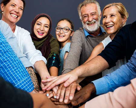 Group of Diverse People Hands Together Teamwork Cooperation