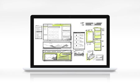 Website development layout sketch drawing
