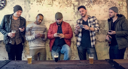 Men Use Mobile Phone Connection Social Network