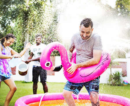 Group of diverse friends enjoying summer time