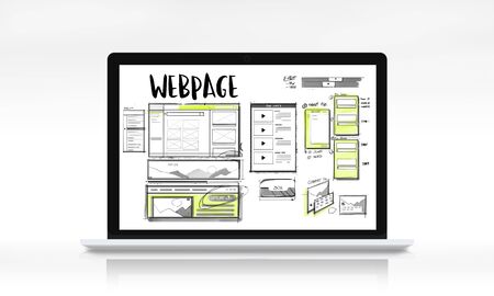 Website development layout sketch drawing