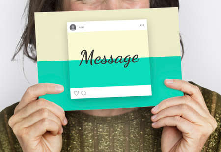 Hands holding network graphic overlay billboard