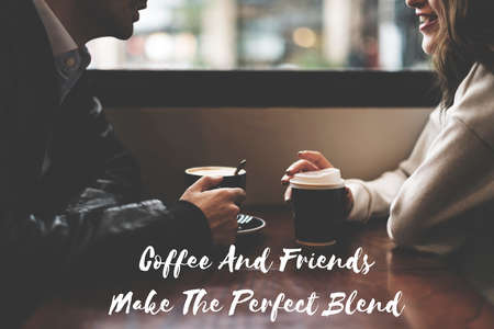 Couple Dating Coffee Cafe Spend Time Together Word