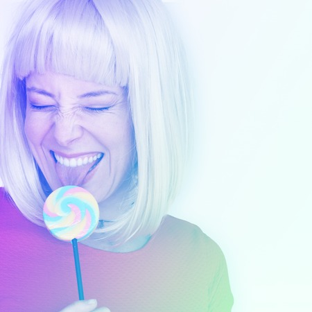 Woman Portrait Holding Lollipop Sweet