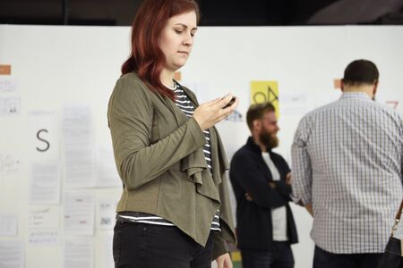 Woman using smart phone communication