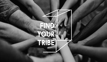 Group of people holding hand assemble togetherness