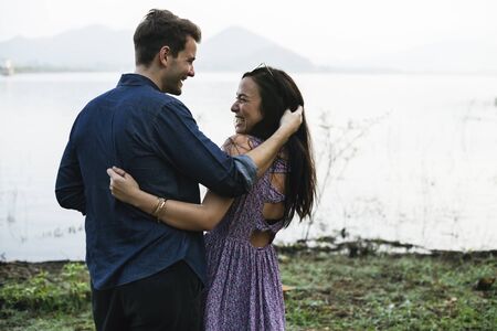 Adult Couple Travel Together Happiness