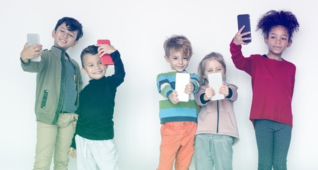 Kid using digital device portrait