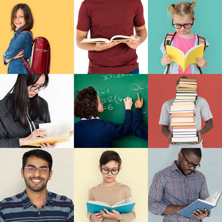 Collages diverse people study education
