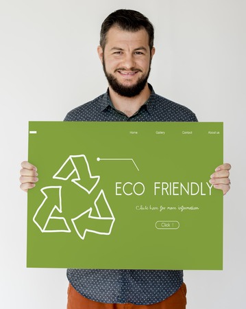 Adult Man with Recycle Sign Eco Friendly Save Earth Word Graphic