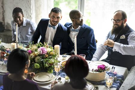 Gay Couple Gathering with Friends