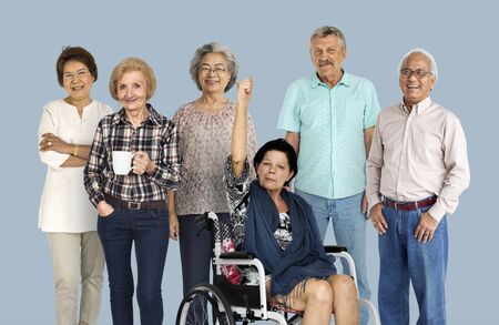 Group of Diverse Senior Adult People Set Studio Isolated