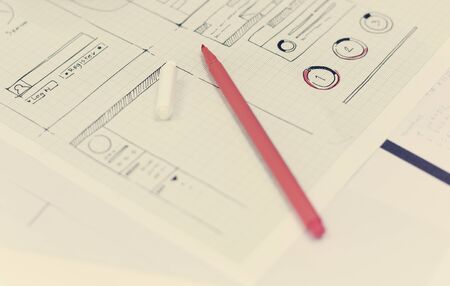 Startup Business Website Content Design Layout on Paper