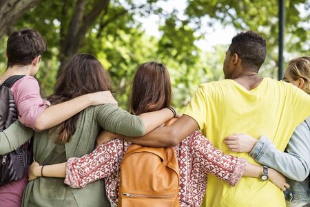 Diverse Group Young People Bonding Outdoors Concept