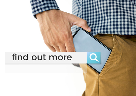 Hand holding digital device network graphic in pocket
