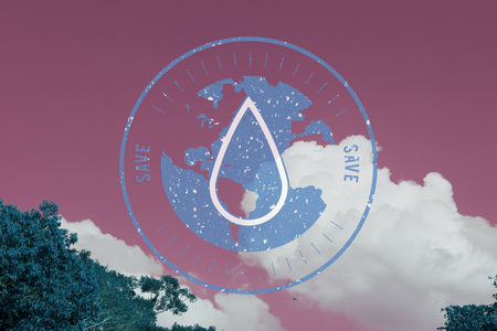 Save Water Droplet Graphic Circle Round Badge Vector