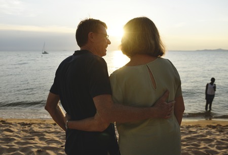 Caucasian couple at the beach together
