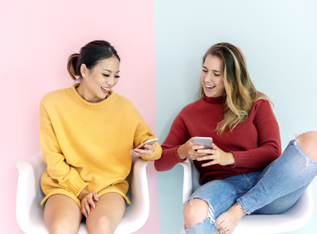 Women friends lifestyle using mobile