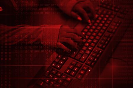 Hacker hacking a coding cyberspace information
