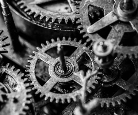 Closeup of gears and cogs clockwork