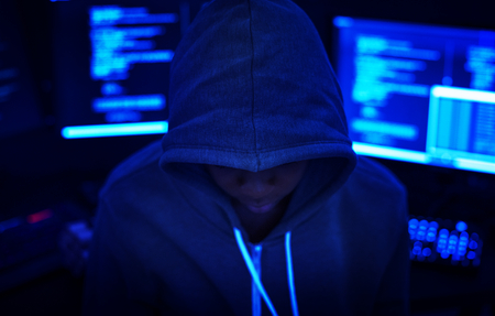 Hacker with computer background