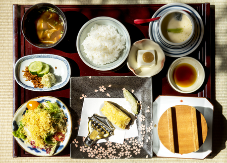 Japanese food set on the table