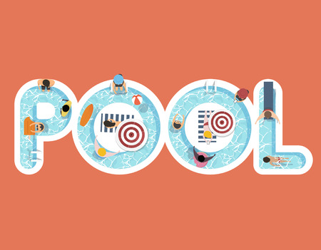 Vector of summer feel design with the word Pool