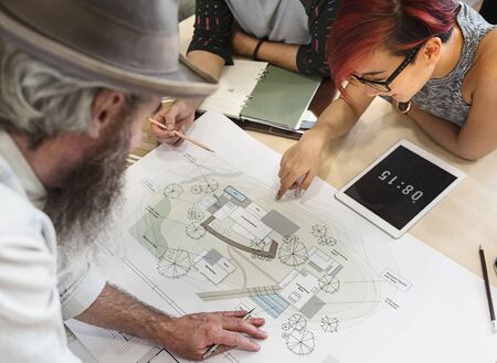 Design Studio Architect Creative Occupation Meeting Blueprint Concept