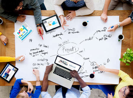 Group of diverse people having a business meeting
