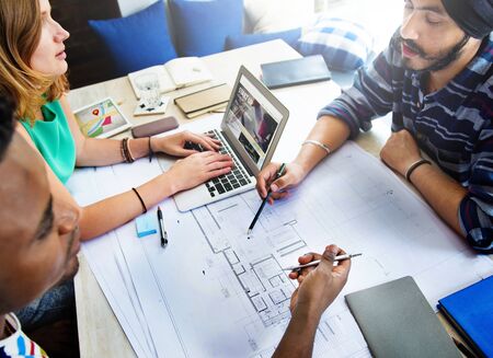 Group of architectures is working on their project