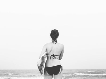 Woman Beach Summer Holiday Vacation Surfing Concept