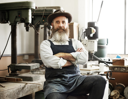 Craftsman working in a wood shop
