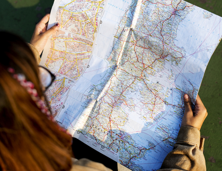 Woman looking at a map