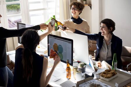 Business people celebrating their success