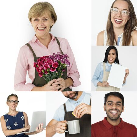 Set of portraits with small business concepts