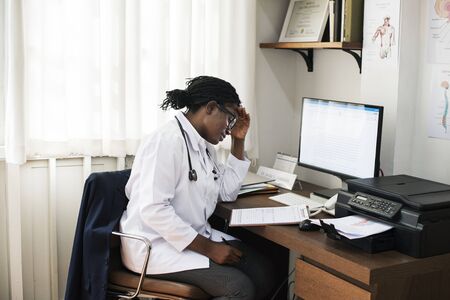 Doctor is working at the hospital