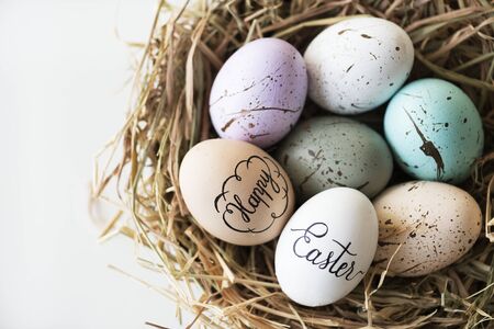 Closeup of easter eggs