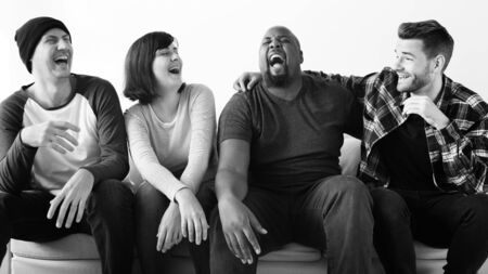 Group of diverse friends hanging out together
