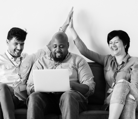 Workers working on laptop