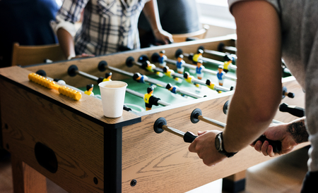 People playing table football