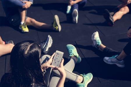 Closeup of yoga instruction on digital device