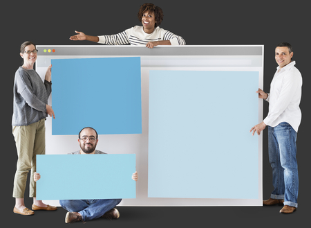 People with internet browser mock up