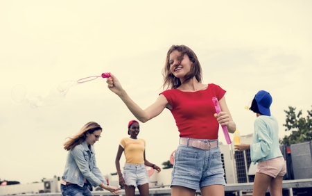 Group of diverse women having fun together